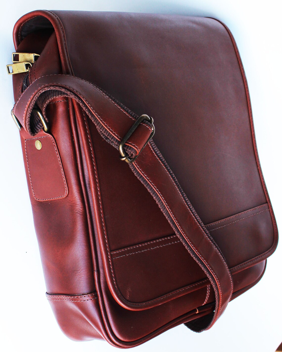 Personalized Leather Portfolio Bag Laptop Crossbody Strap Etsy