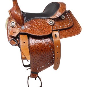 6&quot; Mini Western Leather Seat Decorative Toy Kids Play rocking horse Saddle kids