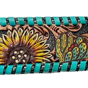Personalized Customized Replacement Purse Bag Guitar Strap Genuine Leather Hand Tooled 38" Long 115cactussunflower
