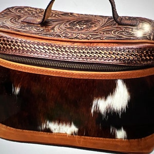 Bolso de viaje de cuero de vaca personalizado, bolso con cremallera, bolsillo para afeitado, cosméticos, artículos de tocador, neceser de viaje, estilo occidental, para mujeres y hombres