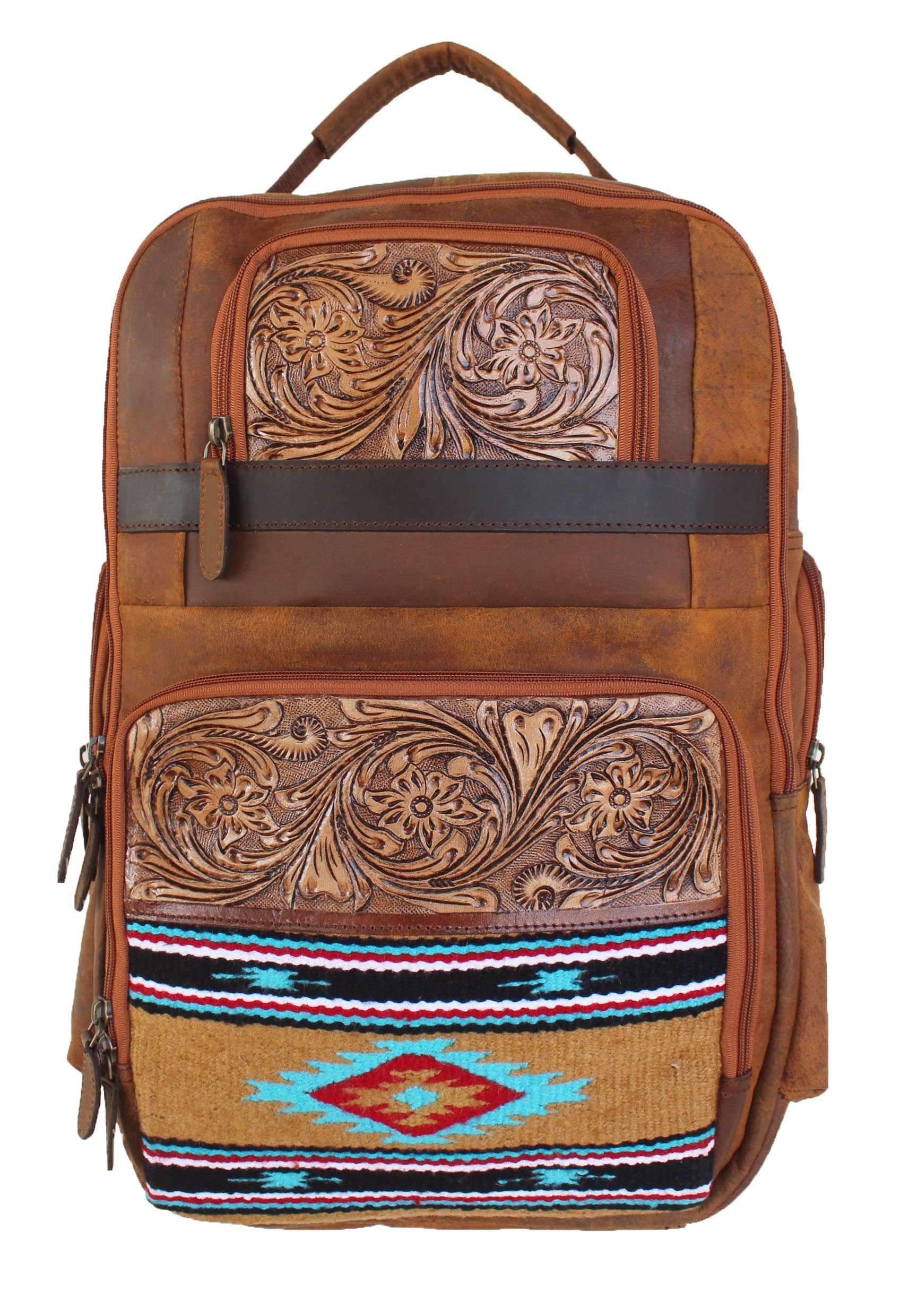 Gorgeous hand tooled backpack Natalia Tooled Leather Convertible Backpack | Black  main image 2