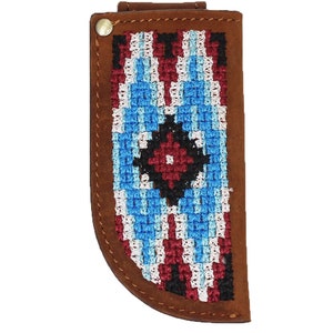 Western Distressed Brown Leather Embroidered 4" Knife Sheath 29RTE02