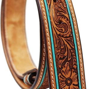 Customized Personalized Customized Heavy Duty Western Hand Tooled Full Grain Leather Belt or Replacement Guitar Shoulder Strap FK06