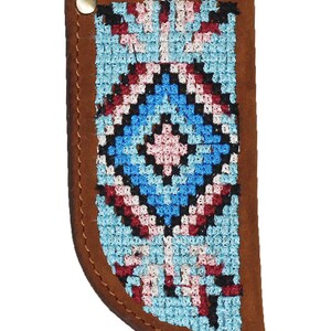 Western Distressed Brown Leather Embroidered 4" Knife Sheath 29RTE04