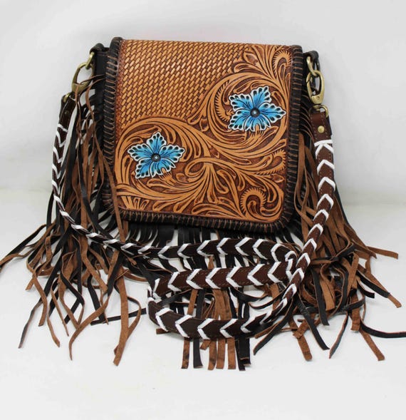 Personalized Customized Tan Leather Hand Tooled Travel 