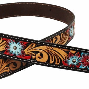 Personalized Replacement Purse Bag Guitar Strap Genuine Leather Hand Tooled 40" Long 115daisyfk10