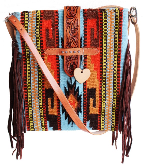 Custom Leather Saddle Blanket Tote Purse Bag Zip Pocket Travel | Etsy