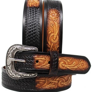 Customized Personalized Customized Heavy Duty Western Hand Tooled Full Grain Leather Belt or Replacement Guitar Shoulder Strap FK25