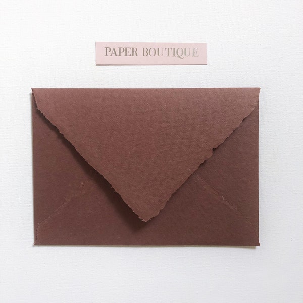 Deckle Edge Envelope, Handmade Cotton Paper in Mustard Color, Stationery for Wedding Invitations, Gift Wrap, and Letter Writing