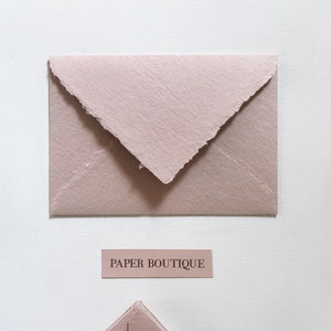 Deckle Edge Envelope . handmade paper. Dusty Rose