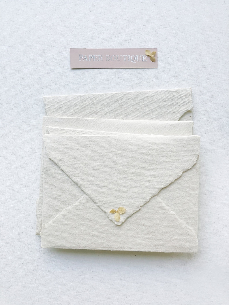 Mel Handmade cotton envelopes with uneven edges