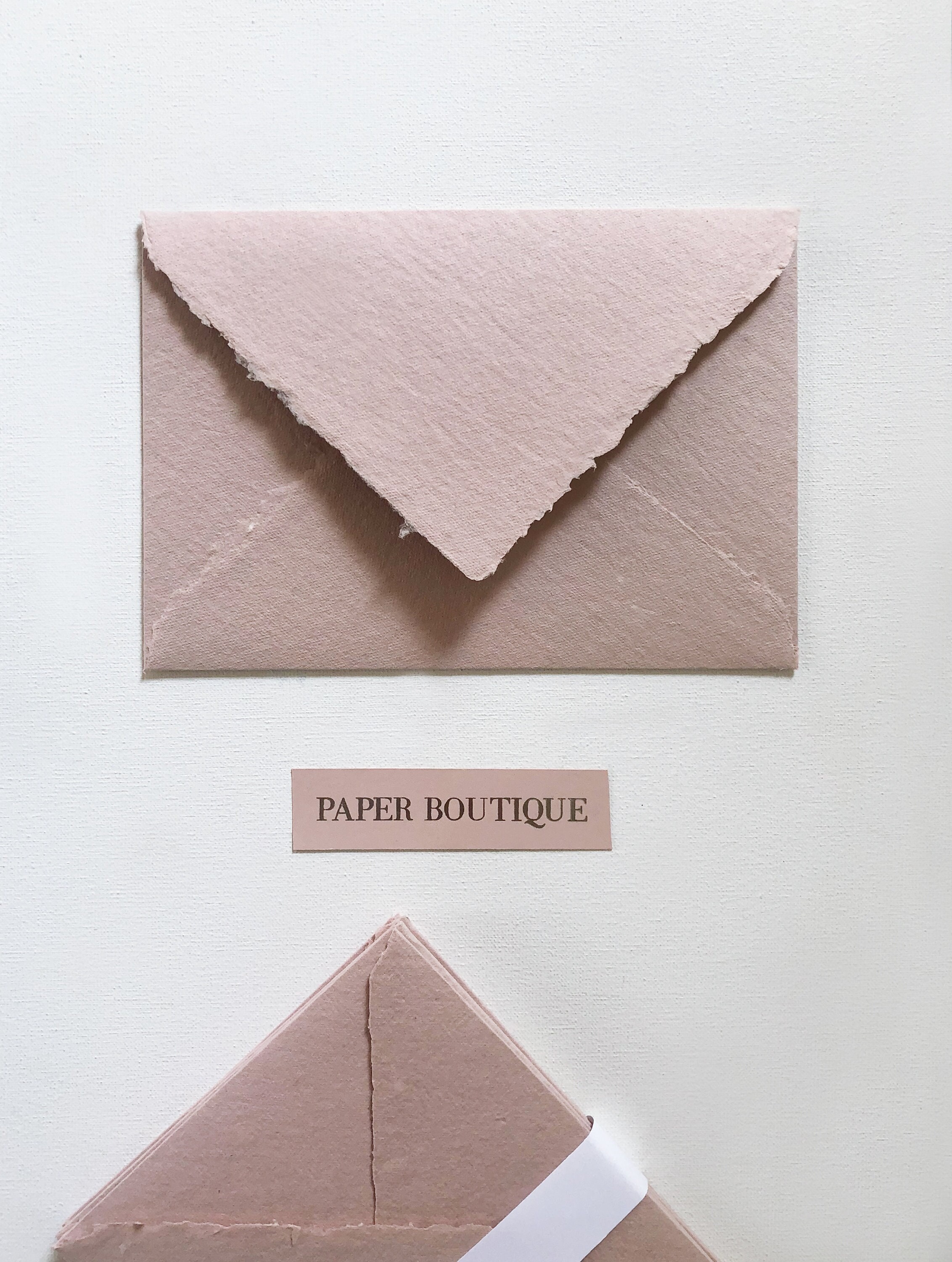 Deckle Edge Envelope . handmade paper. Dusty Rose