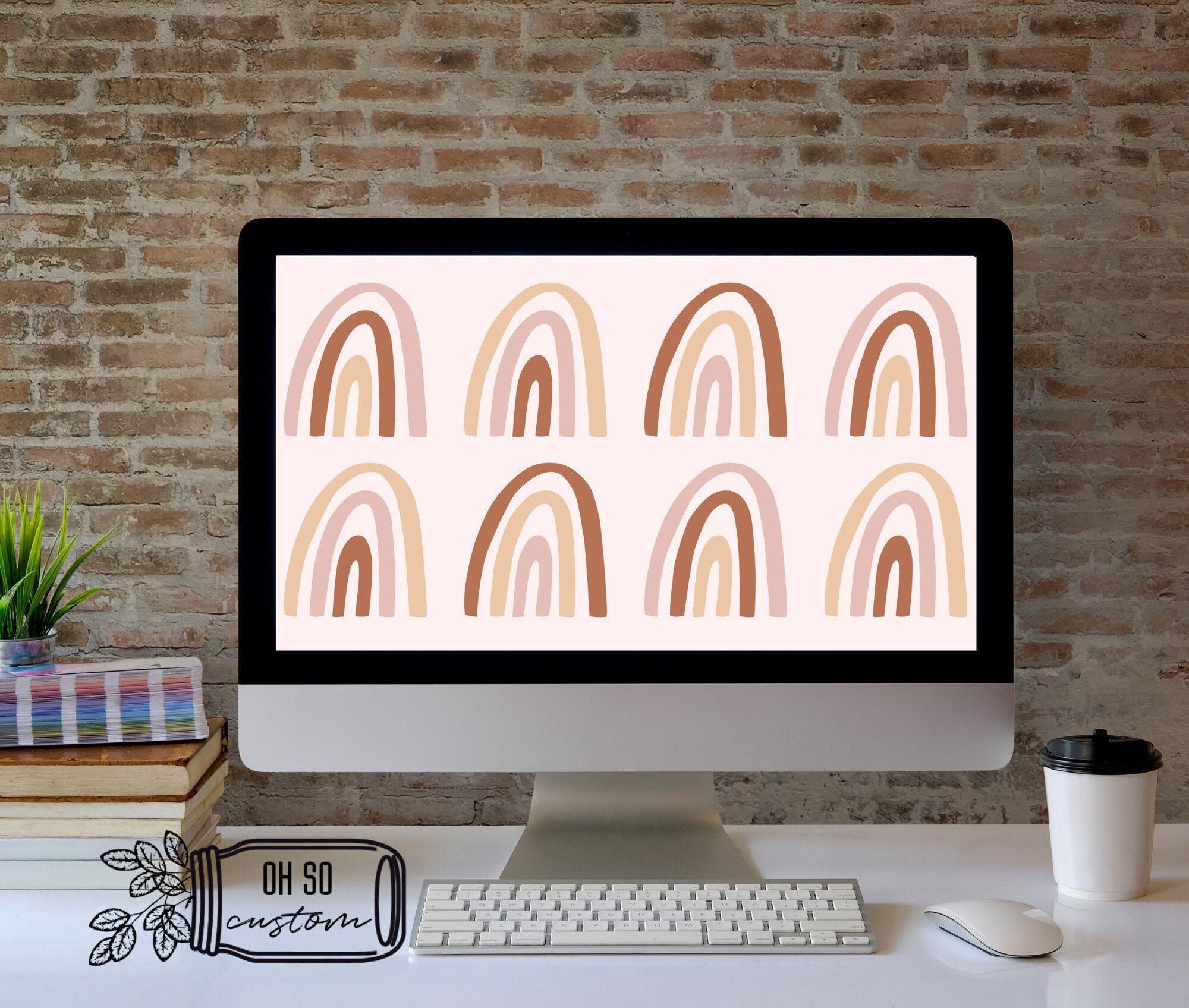 Neutral Rainbow Desktop Wallpaper Digital Download Desktop Etsy