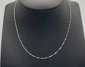 10K White Gold Singapore Chain, White Gold Singapore Necklace, Singapore Chain, Twisted White Gold Chain, 10K Singapore Chain,Layering Chain