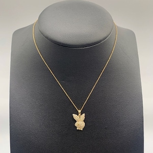 10K Gold Playboy Bunny Pendant, Gold Playboy Bunny, Playboy Bunny Charm, 10K Playboy Charm, Playboy 10K Pendant, Gold Bunny Charm,CZ Playboy