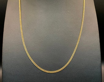 10K 2 mm Flat Curb, Gold Flat Link,Mens Flat Curb Link,Womens Flat Curb Link, 10K Mens Chains,Flat Curb Link Necklace,Curb Flat Necklace 2mm