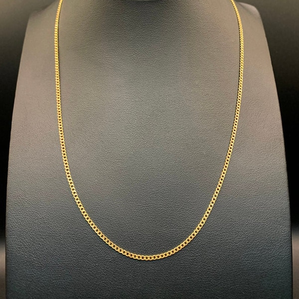 10K 2 mm Flat Curb, Gold Flat Link,Mens Flat Curb Link,Womens Flat Curb Link, 10K Mens Chains,Flat Curb Link Necklace,Curb Flat Necklace 2mm