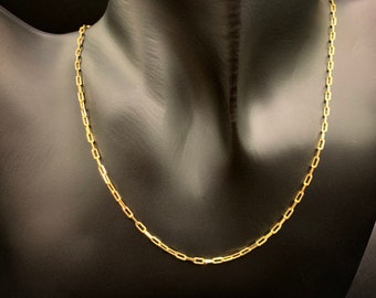 10K Gold Paperclip Necklace,Stackable Necklace,Gold Paperclip Chain,Paperclip Link Necklace,Rectangle Link Necklace,Gold Layering Necklace
