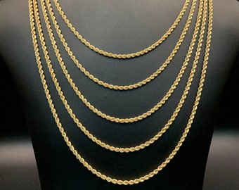 10K Seil Kette Halskette, 10K 4 mm Gold Seil Kette Halskette, Gold Seil Kette, Gold Italienische Seil Kette, Seil Kettenglied, Herren Seil Kette