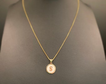 10K Gold Name Tag, Initial Disc Necklace, 10K Gold Initial Pendant, Gold Initial Charm, Initial Charm Pendant, Initial Circle Charm, Initial