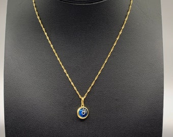 10K Gold Circle Evil Eye Pendant,Evil Eye Pendant,Protection Necklace,Evil Eye Pendant,Gold Eye Pendant,Gold Evil Eye Necklace,Hamsa Charm