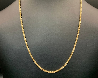 10K Gold Rope Chain, 2.5 mm Rope Chain Necklace, Gold Rope Chain, 10K Rope Chain, Gold Chains,Rope Chain Link, Womens Rope Chain Necklace