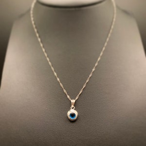 10K Evil Eye Charm, 10K Gold Evil Eye Pendant, Evil Eye Pendant, Protection Pendant,White Gold Evil Eye Charm, Layering Pendant