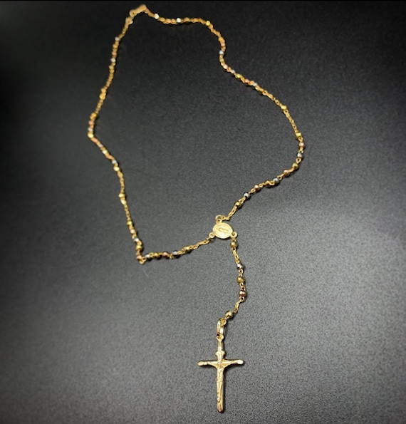 1.8mm Rosary Bead Necklace in 10K Gold - 26