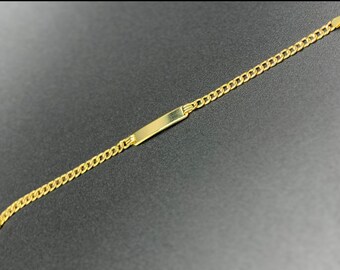 10K Gold Curb Link ID Bracelet, Curb Link Bracelet, Gold Curb Bracelet, 10K Curb Link, Gold ID Bracelet, Curb Link ID