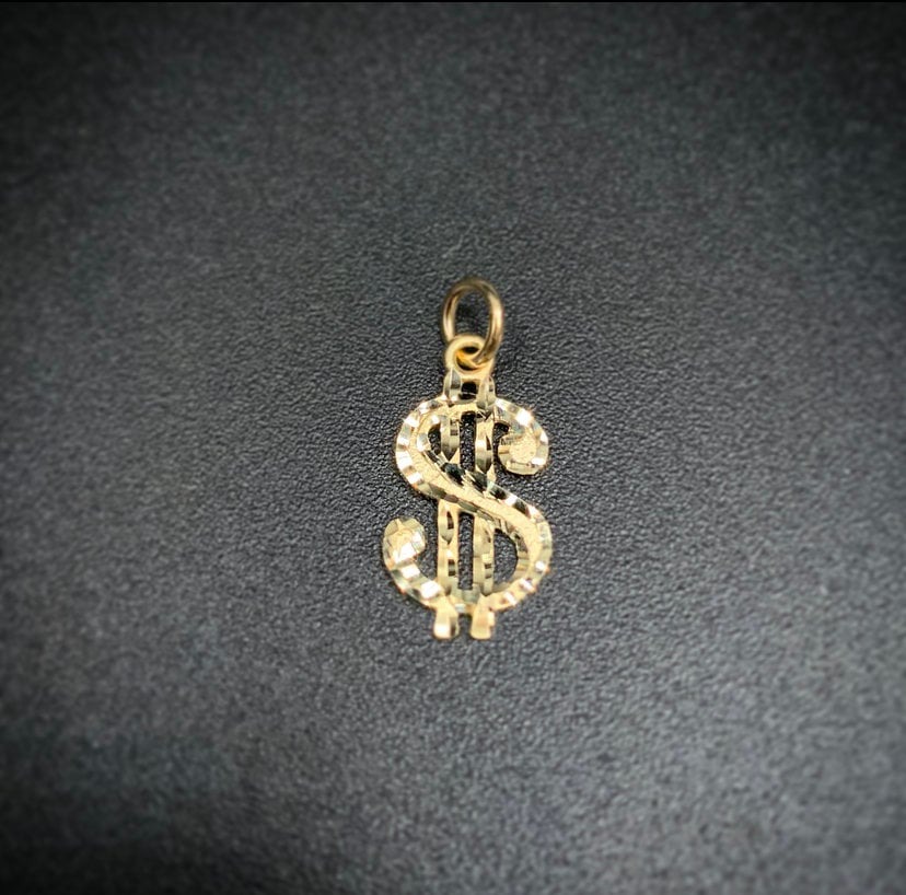 10k Real Yellow Gold 1.1cm Dollar Sign Money Symbol Post Earring