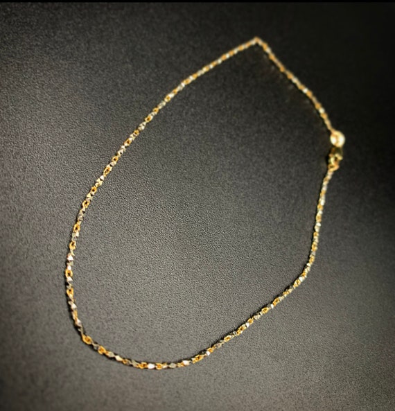 10K Rose Gold Anklet two tone Anklet gold Anklet white Gold Anklet