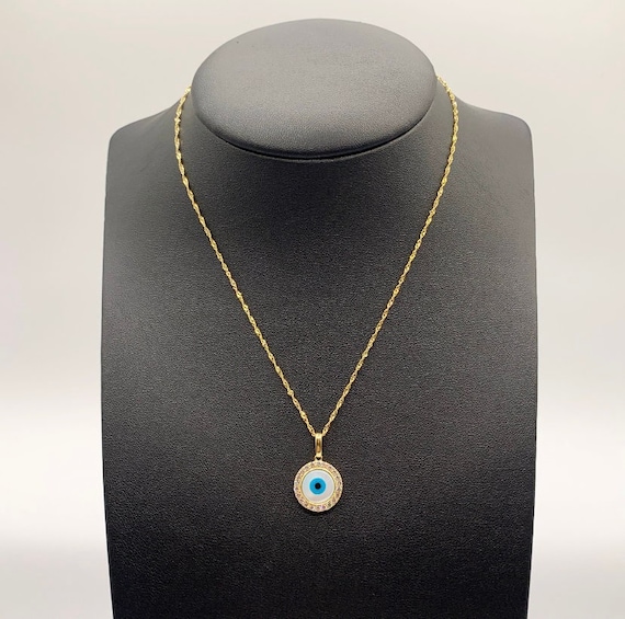 Evil Eye イービルアイ きらきら CZ ゴールド DX ネックレス Evil Eye & Cubic Zirconia Petal Pendant Necklace – Sterling
