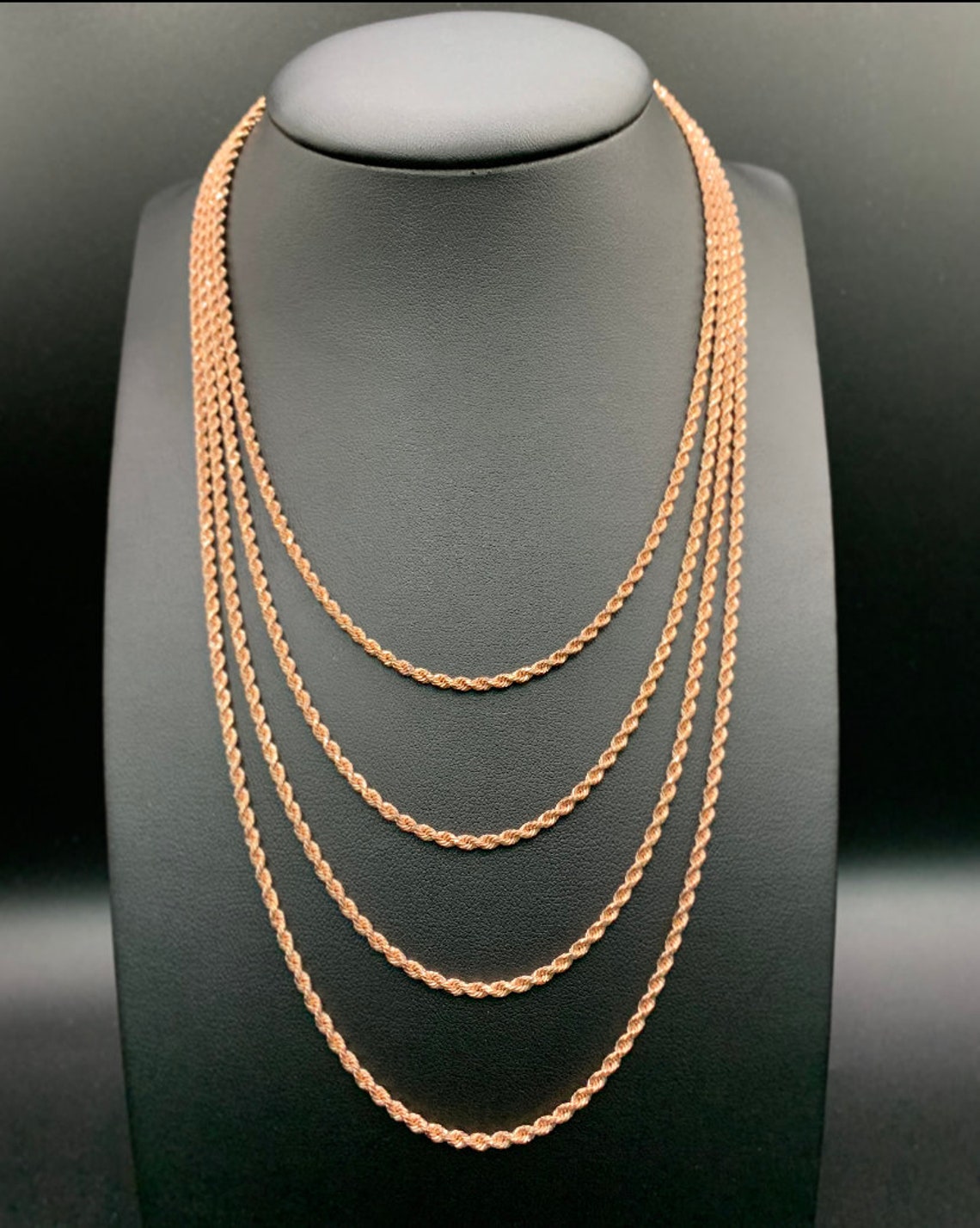 10K Rose Gold 2.5 mm Rope ChainRose Gold Rope chain Etsy