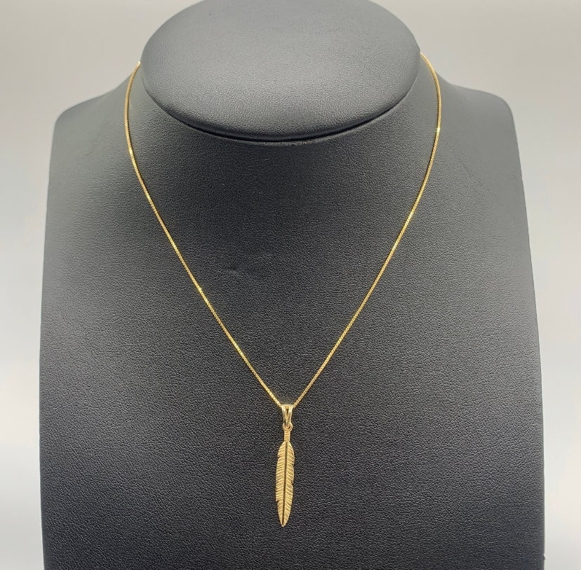 Gold feather necklace mens clearance