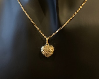 10k Gold Puffed Heart Pendantwhite Gold Heart Puffed Etsy