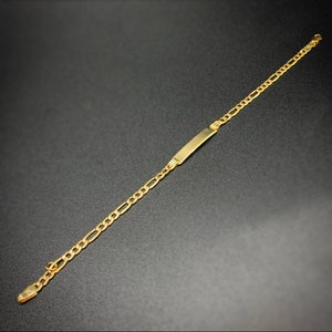 10K Gold ID Figaro Bracelet,Figaro Link Bracelet,Gold Figaro Bracelet,Figaro ID Bracelet,10K Figaro Link Bracelet,ID Bracelet,Figaro Link