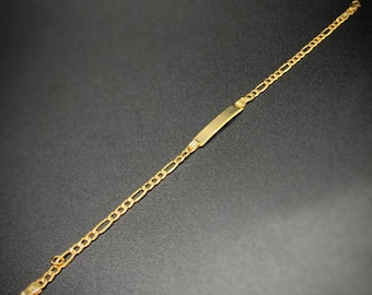 10K Gold ID Figaro Bracelet,Figaro Link Bracelet,Gold Figaro Bracelet,Figaro ID Bracelet,10K Figaro Link Bracelet,ID Bracelet,Figaro Link