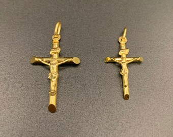 10k Massives Gelb Gold Röhre Kreuz Kruzifix Jesus 4.20 Gr