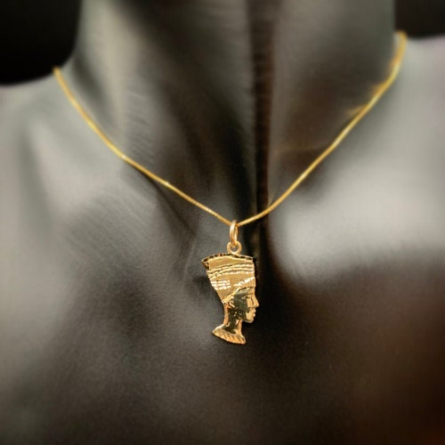 10K Queen Nefertiti Gold Pendant,gold Nefertiti Necklace,nefertiti
