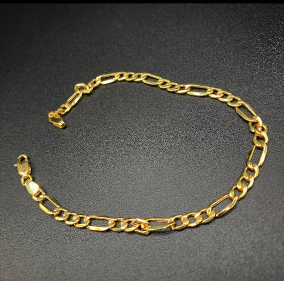 10K Figaro Chain Bracelet 4.5 mm,10K Yellow Gold Figaro Link,Gold Bracelet,Figaro Link Bracelet,mens Figaro Bracelet,Womens Figaro Bracelet