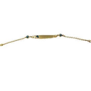 Gold Baby ID, Gold Evil Eye Bracelet, 10K Gold Baby ID Bracelet, Baby ID Bracelet, Protection Charm Baby Bracelet, Baby Bracelet