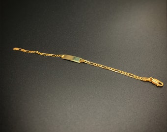 10K Gold Figaro Link,Baby ID Bracelet, Baby Bracelet, Gold Baby ID Bracelet, Figaro Link Bracelet,Baptism Gift,Birthday Gift,Figaro Link