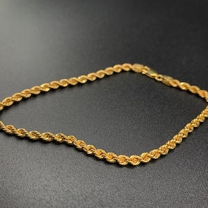 10K Yellow Gold Italian Rope Chain Link Bracelet, 3mm Rope Chain Bracelet, Women's gold bracelet,Mens gold bracelet,Gold Rope Chain Bracelet