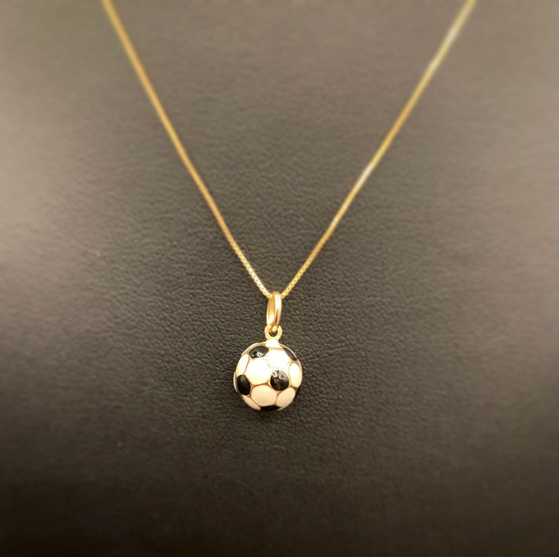 14K Gold Soccer Ball Pendant Soccer Jewelery Gold Soccer Etsy