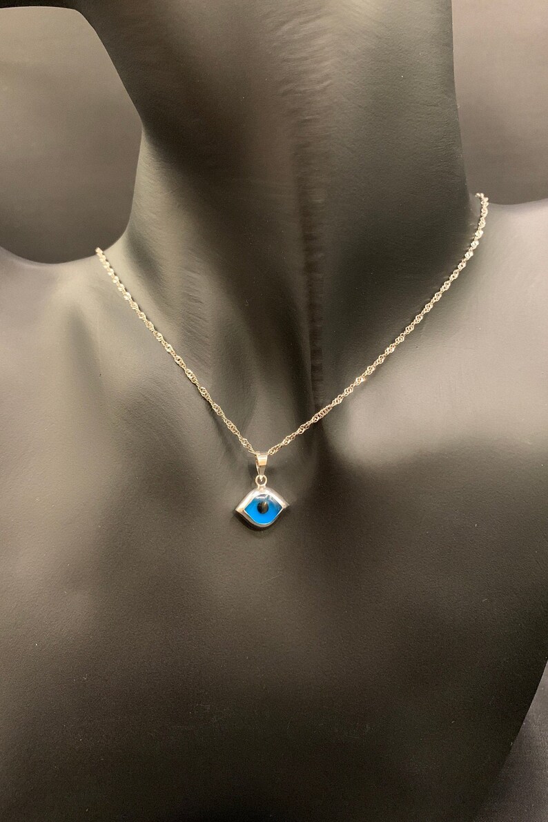 10K White Gold Evil Eye Pendant 10K Gold Evil Eye Charm Protection Necklace,White Gold Evil Eye pendant Protection Eye Evil Eye Pendant