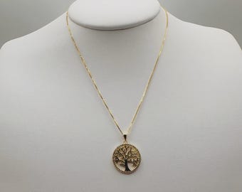 10K Gold Tree of Life, Gold Tree of Life Pendant, Tree of Life Charm, Family Tree Pendant, 10K Tree of Life, CZ Stone Tree of Life Charm