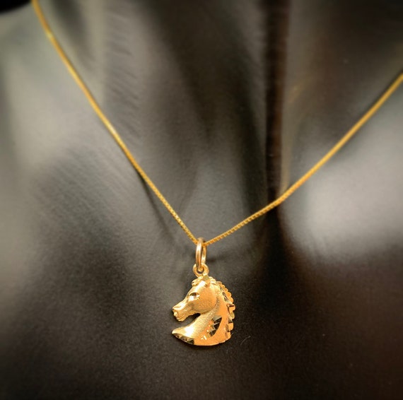 14K Solid Gold Quarter Horse Small Pendant - Gold Horse Pendants - Gold  Horse Necklaces