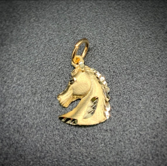 Gold Horse Jewelry Horse Charm Necklace Galloping Horse 14K Gold