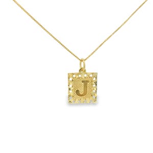 Initiale carrée en or 10 carats, pendentif prénom, pendentif lettre en or, initiale carrée en or, breloque initiale en or, pendentif initiale, initiale 10 carats