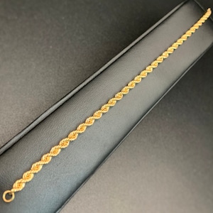 10K Gold Rope Chain 3 mm Bracelet, Italian Rope Chain Bracelet, Women&#39;s Rope Chain Bracelet ,Gold Rope Chain Bracelet,Mens Rope Chain Link